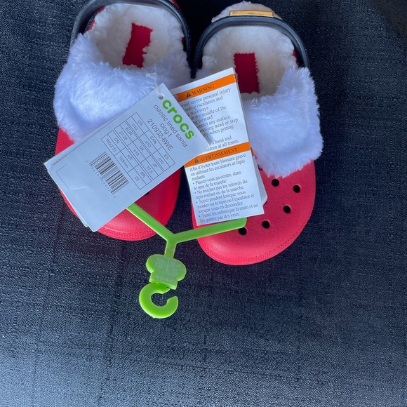 CROCS Other - CROCS Kids Red and White Fuzzy Slippers